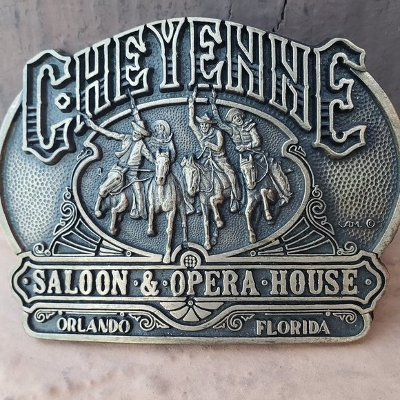 Cheyenne Saloon & Opera House Solid Brass Belt Buckle - Orlando, Fla -  Vintage - Picture 1 of 7